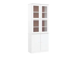 Expositor portas vidro ALTA 77x35x186,5 cm pinho maciço branco PT432168