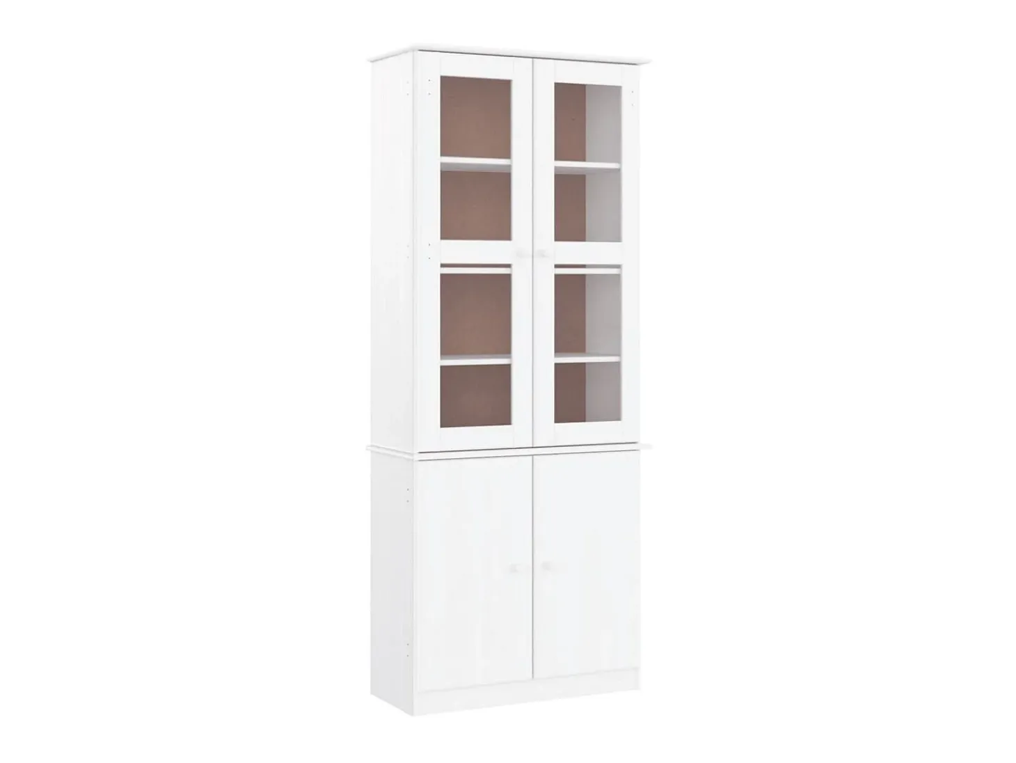 Expositor portas vidro ALTA 77x35x186,5 cm pinho maciço branco PT432168