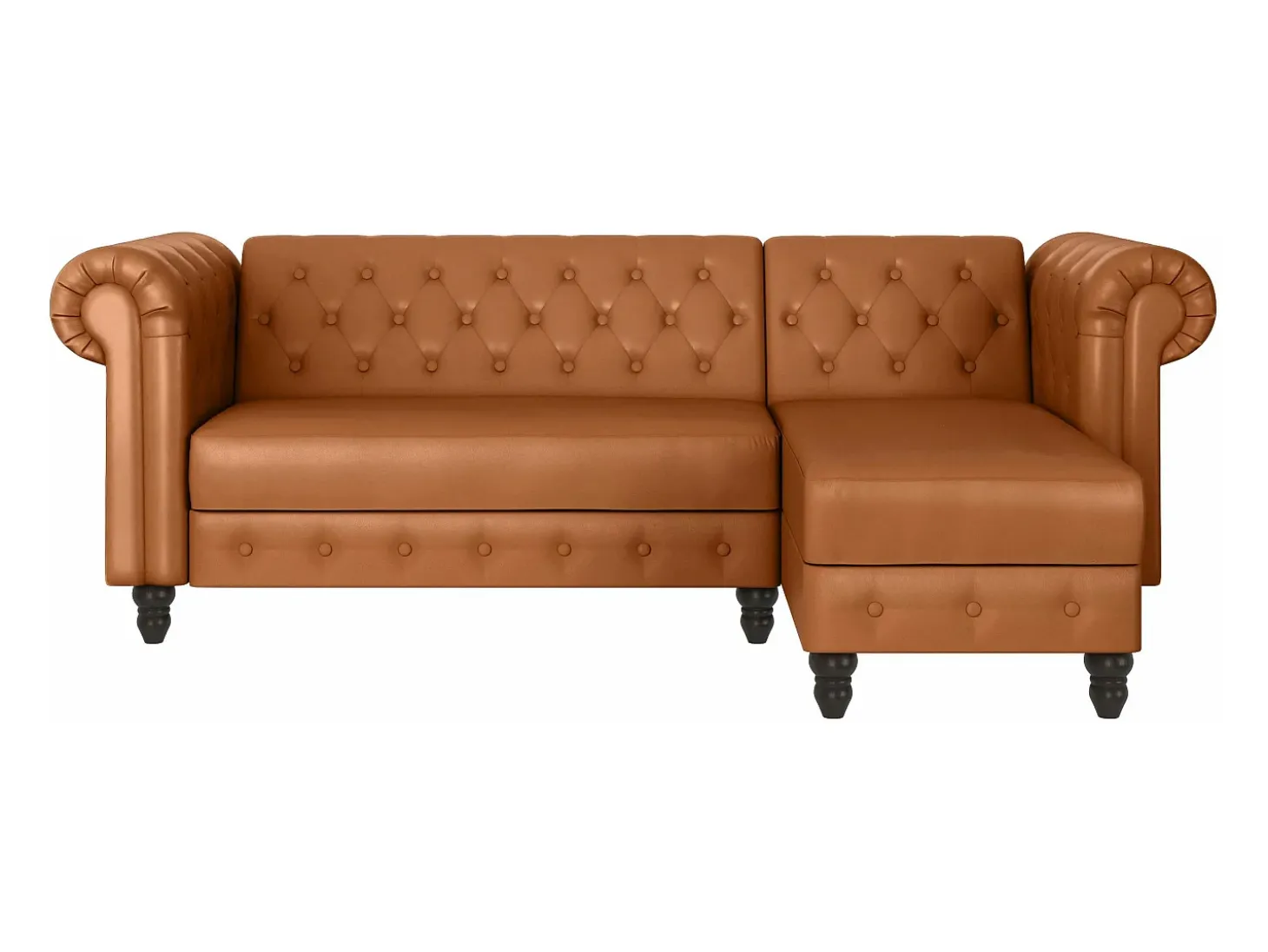 Felix | Sofá-cama Chaise Longue em PU Cognac