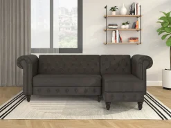 Felix | Sofá-cama Chaise Longue em microfibra antracite