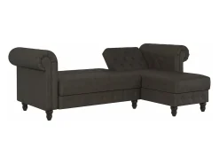 Felix | Sofá-cama Chaise Longue em microfibra antracite