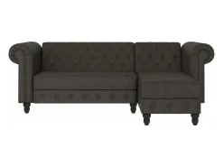 Felix | Sofá-cama Chaise Longue em microfibra antracite