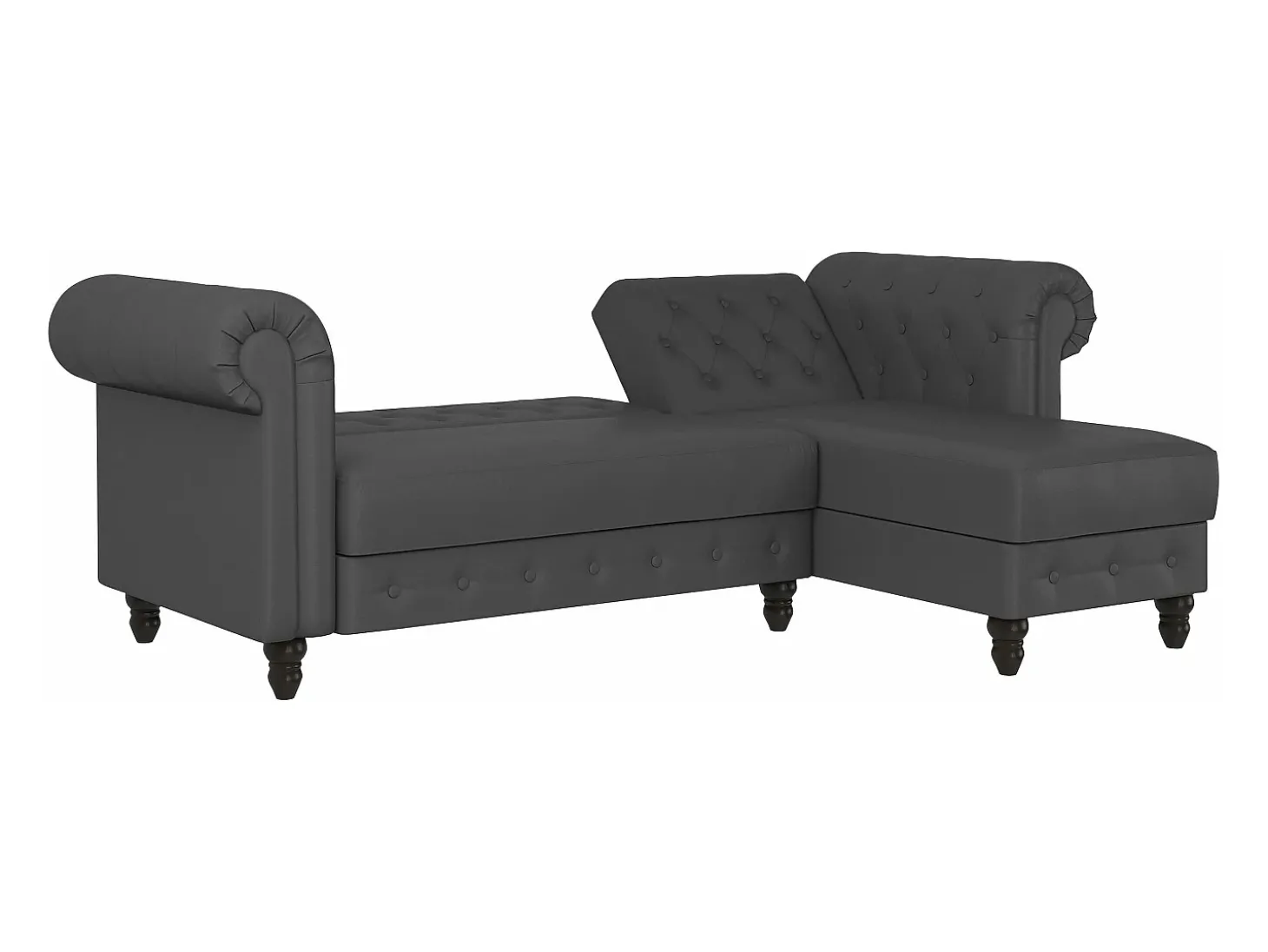 Felix | Sofá-cama Chaise Longue em PU cinzento