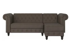 Felix | Sofá-cama Chaise Longue em microfibra castanho escuro