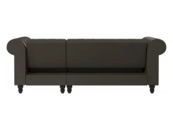 Felix | Sofá-cama Chaise Longue em microfibra castanho escuro