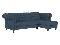 Felix | Sofá-cama com chaise longue em veludo azul