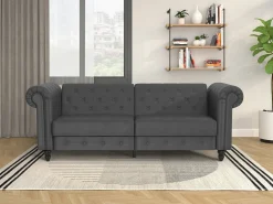 Felix | Sofá-cama de 3 lugares PU cinzento