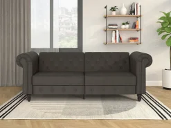 Felix | Sofá-cama de 3 lugares em microfibra Antracite