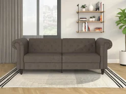 Felix | Sofá-cama de 3 lugares em microfibra castanho-escuro