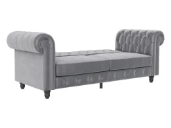 Felix | Sofá-cama de 3 lugares em veludo cinzento claro