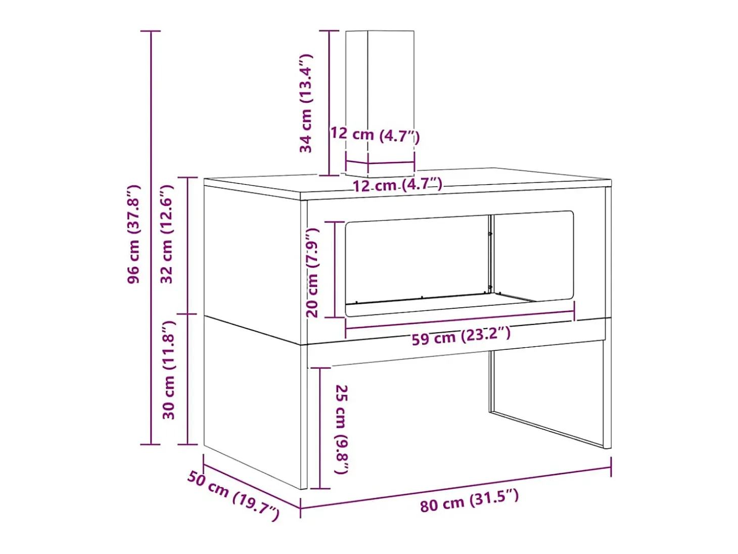 Fire Pit Castanho 80 x 50 x 96 cm Aço resistente às intempéries