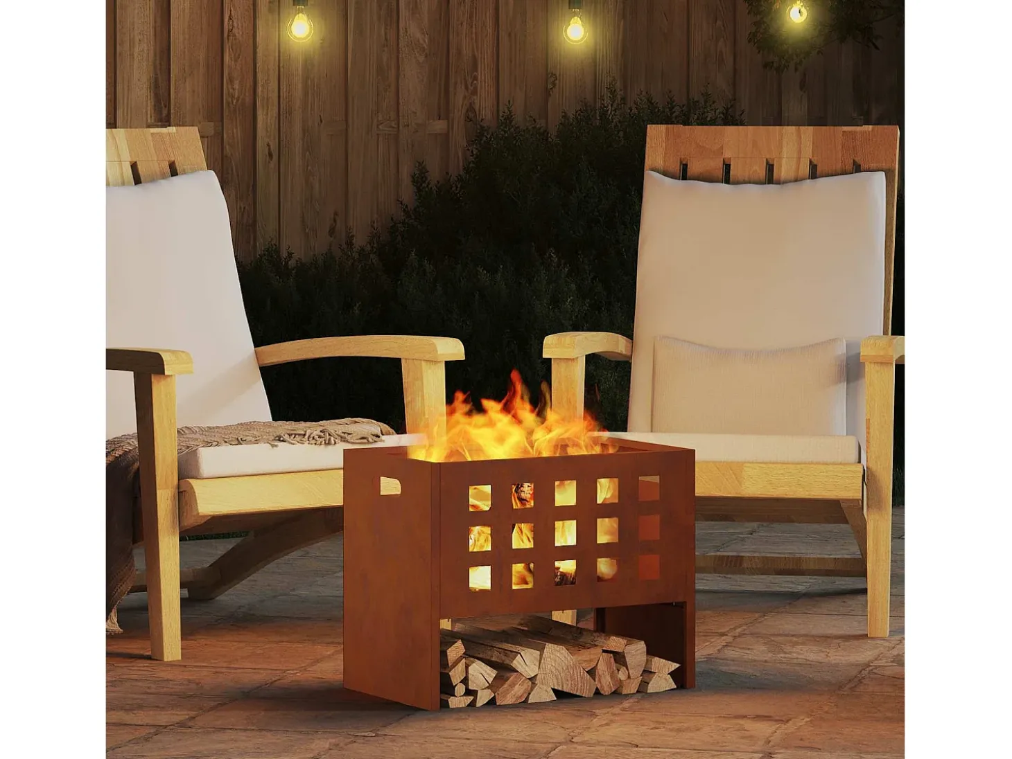 Fire Pit Castanho 50 x 30 x 40 cm Aço