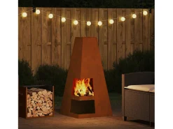Fire Pit Castanho 50 x 50 x 100 cm Aço