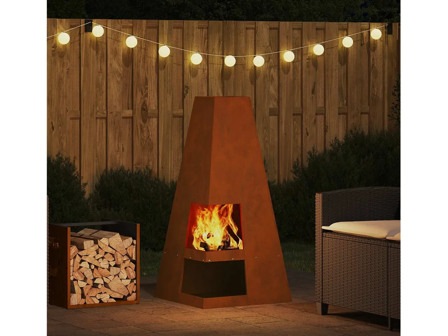 Fire Pit Castanho 50 x 50 x 100 cm Aço