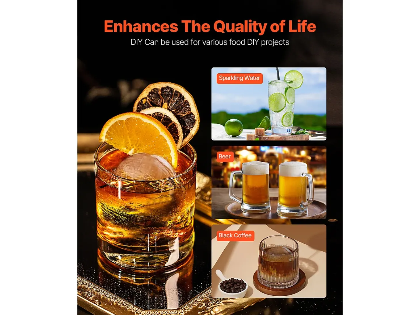 Forma de Gelo SucceBuy Prensa de Gelo, Kit de Máquina de Gelo de 5.3 cm para Uísque, Prata, Ideal para Bebidas e Festas