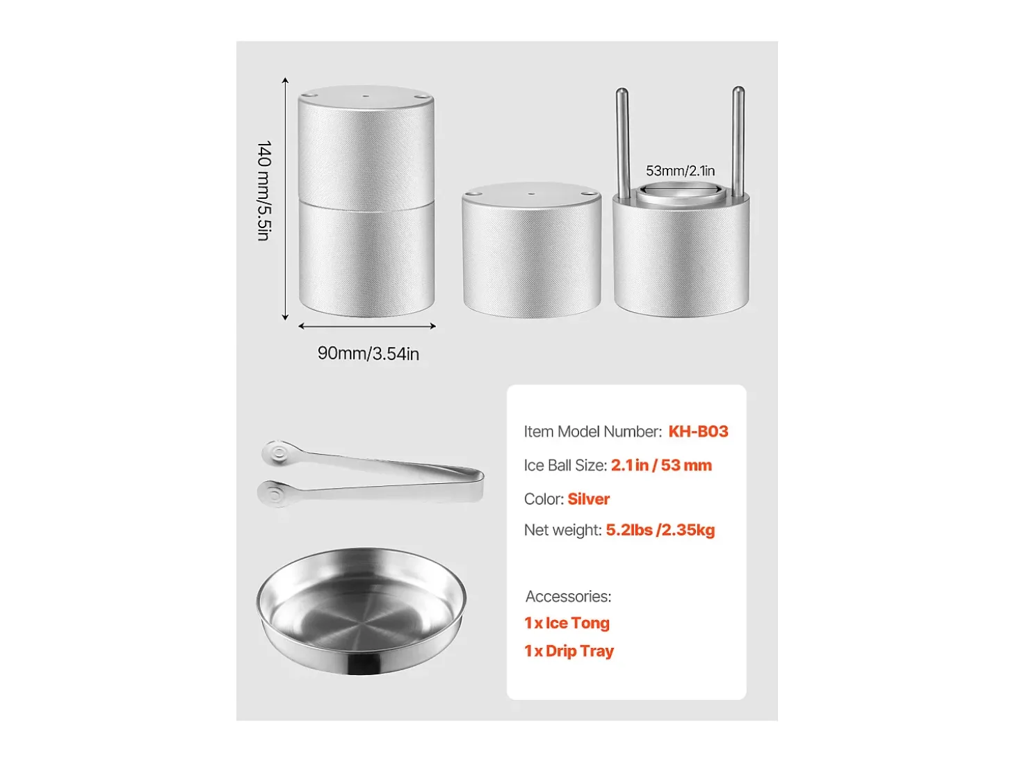Forma de Gelo SucceBuy Prensa de Gelo, Kit de Máquina de Gelo de 5.3 cm para Uísque, Prata, Ideal para Bebidas e Festas