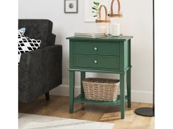 Franklin | Mesa de apoio com 2 gavetas em MDF azul
