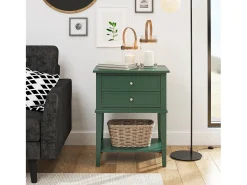 Franklin | Mesa de apoio com 2 gavetas em MDF azul