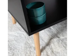 FREJA mesa de café preta escandinava estilo escandinavo com gaveta