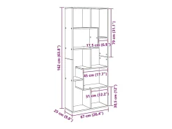 Gabinete de Livros Carvalho Preto 67 x 25 x 162 cm