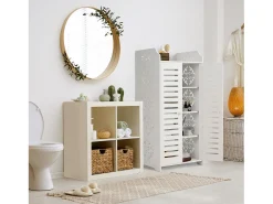 Gabinete de sapatos 5 prateleiras, gabinete de sapato de 2 dotas, design de padrão de corte, 40x31x90cm, branco
