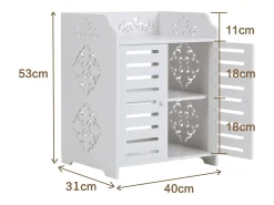 Gabinete de sapatos 3 prateleiras, gabinete de sapato de 2 dotas, design de padrão de corte, 40x31x53cm, branco