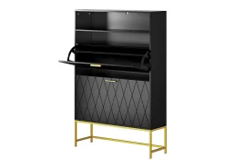 Gabinete de sapatos, com 2 portas de terceirização e 1 prateleira aberta, anti-Inclined, Black, 80x24x117cm Design