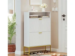 Gabinete de sapatos, com 2 portas de terceirização e 1 prateleira aberta, anti-plina, branca, 80x24x117cm Design