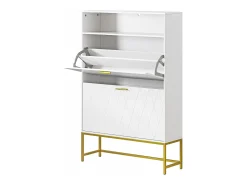 Gabinete de sapatos, com 2 portas de terceirização e 1 prateleira aberta, anti-plina, branca, 80x24x117cm Design