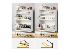 Gabinete de sapatos, com 2 portas de terceirização e 1 prateleira aberta, anti-plina, branca, 80x24x117cm Design