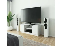 Gabinete de TV 120 cm 2D 1P Branco - Moderno e Funcional, 2 Prateleiras e Portas, Acabamento Fosco, Material Durável, Montagem Independente