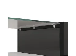Gabinete de TV 2 gavetas 6 portas e 3 nichos, com LEDs, carga máxima de 60 kg, preto+branco, 145x30x51cm