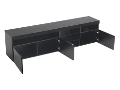 Gabinete de TV em MDF, com LED 4 modos 16 cores, 3 portas e 5 nicho, preto, 180x35x45cm