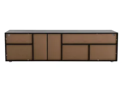 Gabinete de TV em MDF, com LED 4 modos 16 cores, 3 portas e 5 nicho, preto, 180x35x45cm