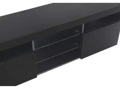 Gabinete de TV em MDF, com LED 4 modos 16 cores, 3 portas e 5 nicho, preto, 180x35x45cm