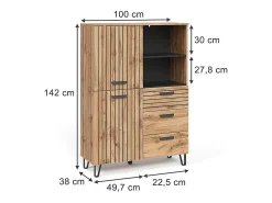 Garderobe carvalho wotan 100x38x142 amber