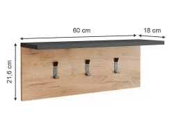 Garderobe mit Hutablage carvalho antracite/goldkraft 60x18x21.6 orlando