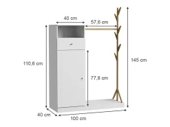 Garderobenschrank branco/bambu 100x40x145 liria