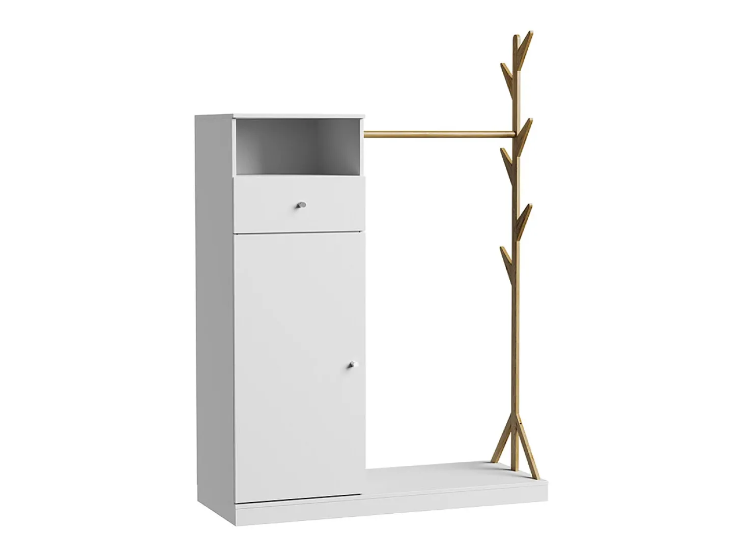 Garderobenschrank branco/bambu 100x40x145 liria
