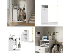 Garderobenschrank branco/bambu 100x40x145 liria