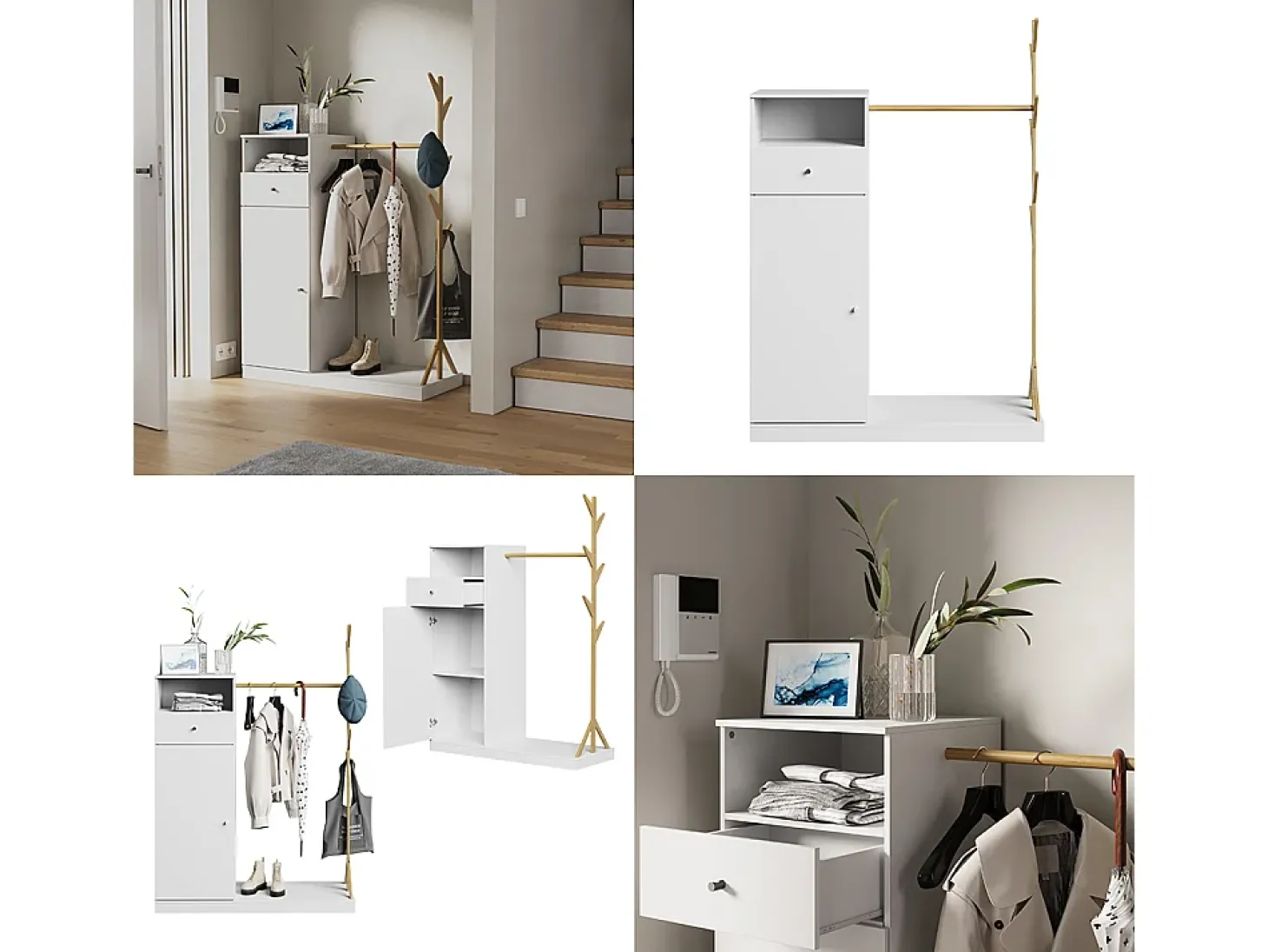 Garderobenschrank branco/bambu 100x40x145 liria