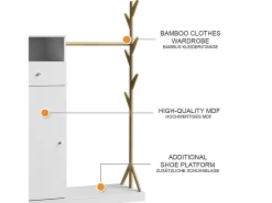Garderobenschrank branco/bambu 100x40x145 liria