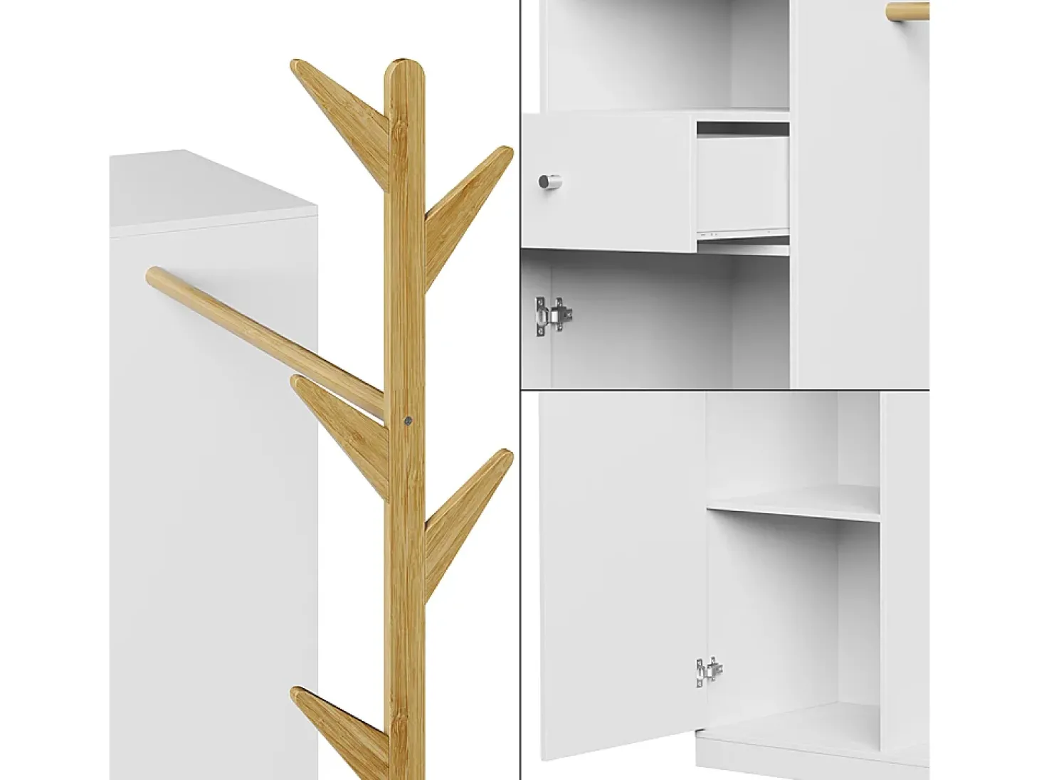Garderobenschrank branco/bambu 100x40x145 liria