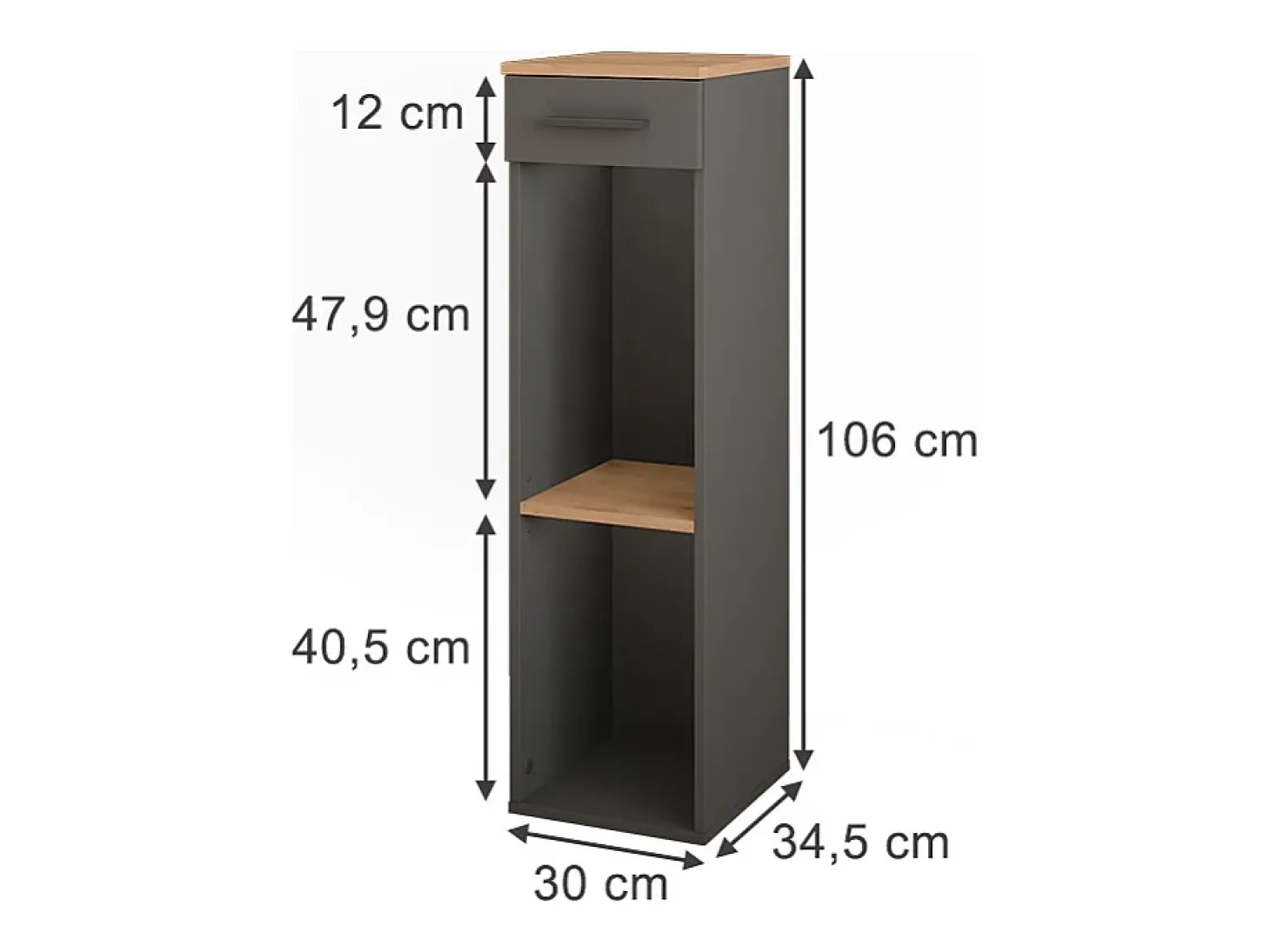 Garrafeira carvalho goldkraft/antracite 30x34.5x106 repose