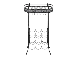 Garrafeira de metal, mesa com ganchos para 9 garrafas de vinho PT227320
