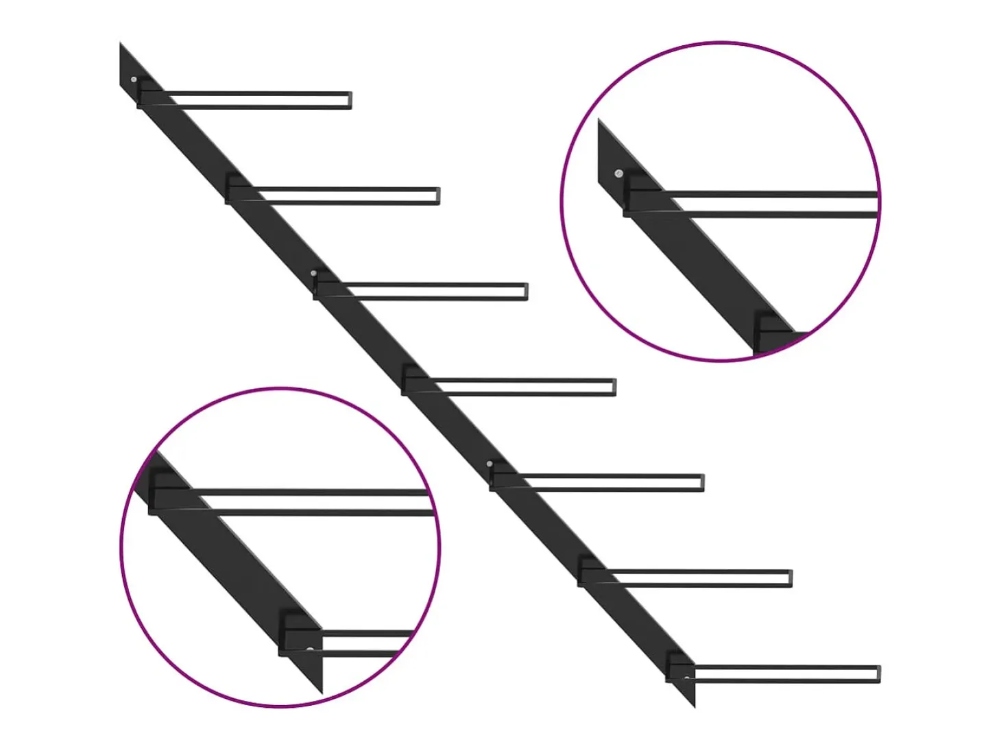 Garrafeira de parede para 7 garrafas metal preto PT553113