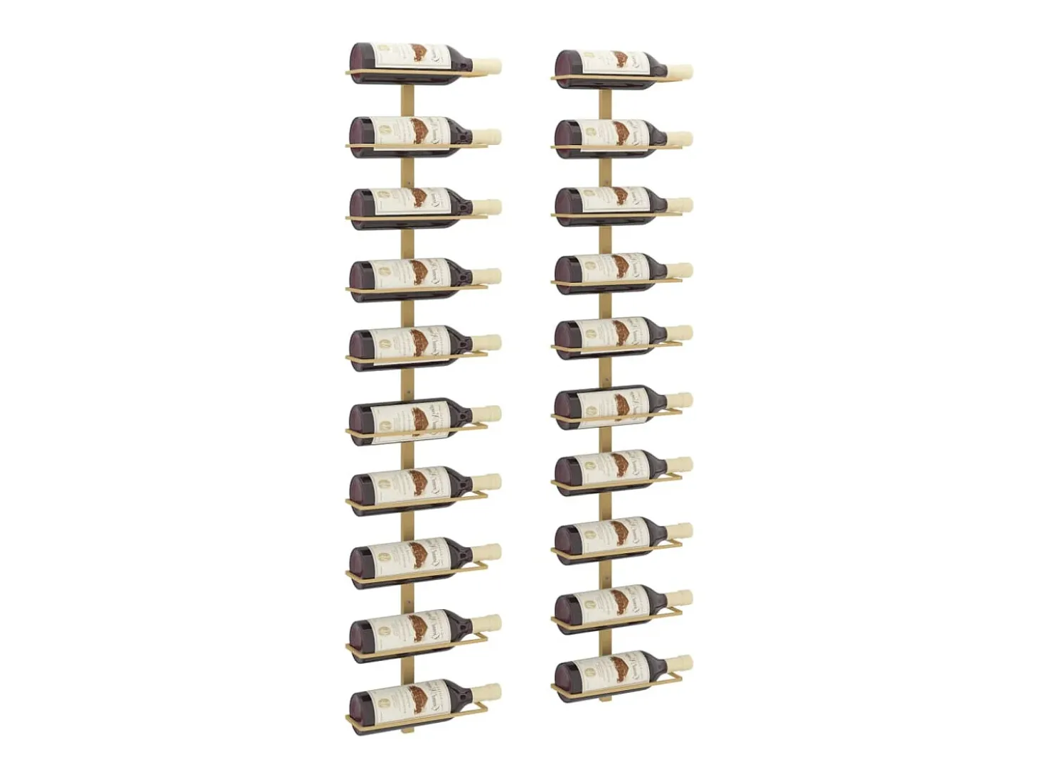 Garrafeira de parede para 10 garrafas metal dourado PT329565