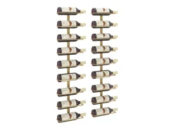 Garrafeira de parede para 9 garrafas 2 pcs ferro dourado PT317155