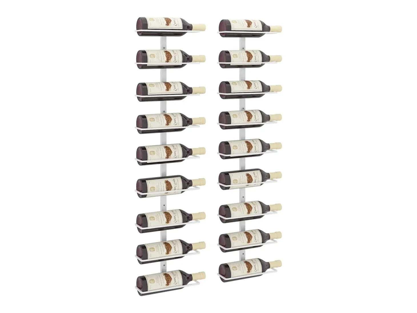 Garrafeira de parede para 9 garrafas 2 pcs ferro branco PT719530