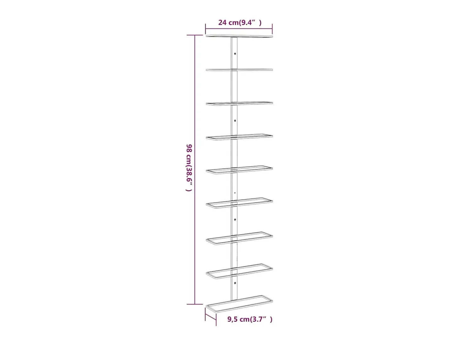 Garrafeira de parede para 9 garrafas 2 pcs ferro branco PT719530
